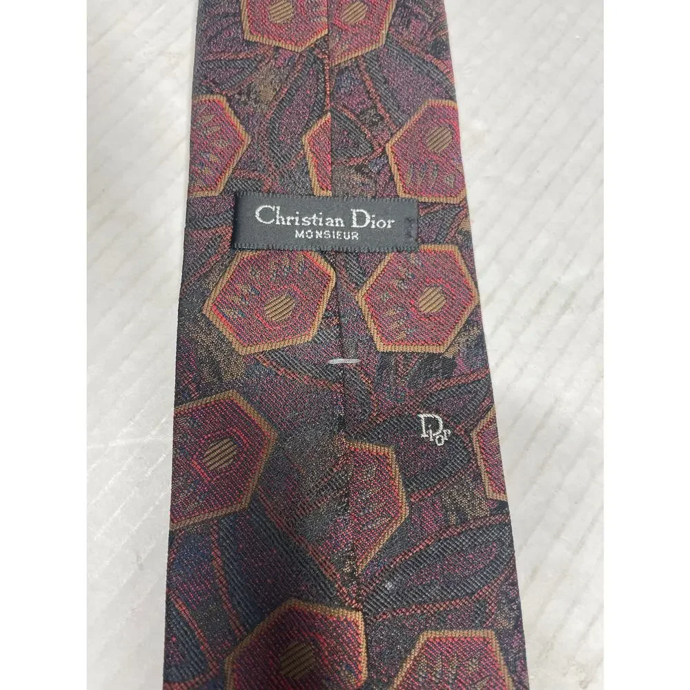 Christian Dior Mens Paisley Mens Silk Necktie Vintage 57.5